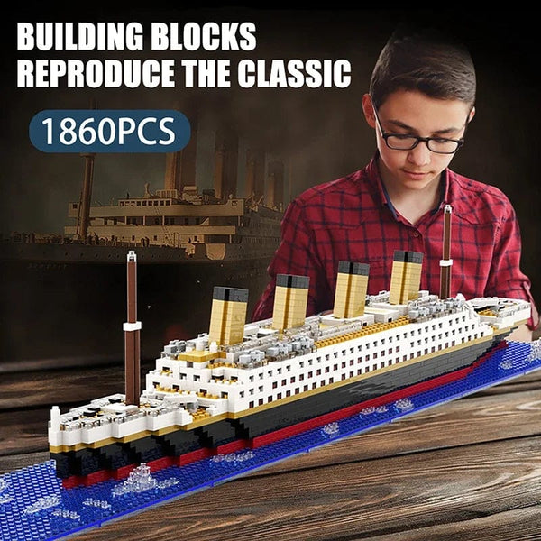 Planet Gates Titanic Creative Luxury Iceberg Cruise Ship Boat Wreck Set City DIY Model Building Blocks Bricks Toys For Children Adult Gift