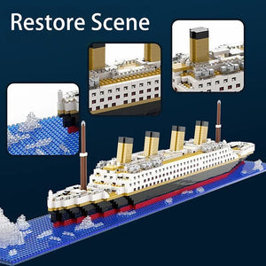 Planet Gates Titanic Creative Luxury Iceberg Cruise Ship Boat Wreck Set City DIY Model Building Blocks Bricks Toys For Children Adult Gift