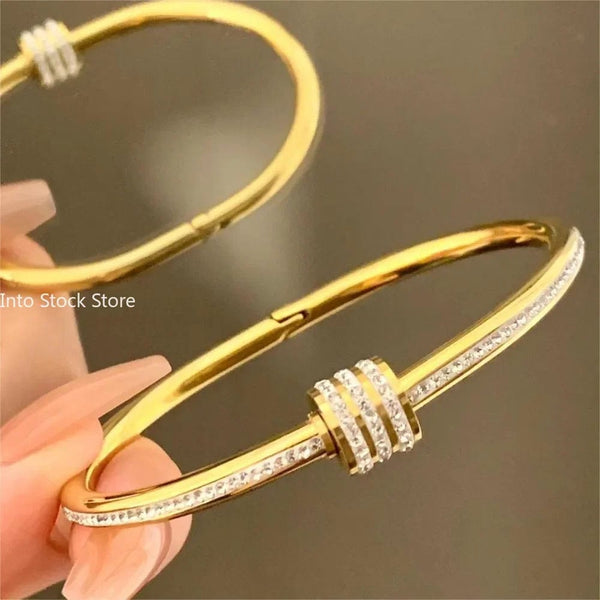 Planet Gates Titanium Steel Bracelet White Fritillary Shell Bracelet Luxury Design Stainless Steel Bangles for Women Jewellery Women