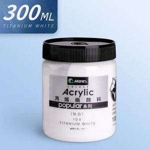 Planet Gates Titanium White 300ml White Acrylic Paints In Large Jars for Wall Painting Without Losing Color Waterproof and Sun Protection Art Supplies