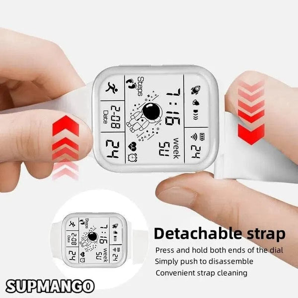 Planet Gates TKR White Astronaut Square Watch Male and Female Students Cool Black Technology Intelligent Running Children's Electronic Watch