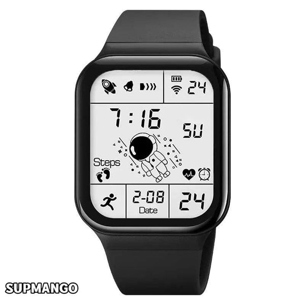 Planet Gates TKR White Astronaut Square Watch Male and Female Students Cool Black Technology Intelligent Running Children's Electronic Watch