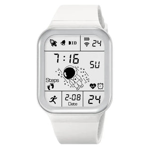 Planet Gates TKR White Astronaut Square Watch Male and Female Students Cool Black Technology Intelligent Running Children's Electronic Watch