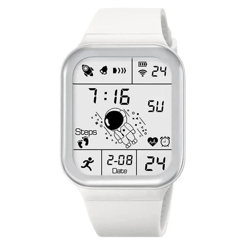 Planet Gates TKR White Astronaut Square Watch Male and Female Students Cool Black Technology Intelligent Running Children's Electronic Watch