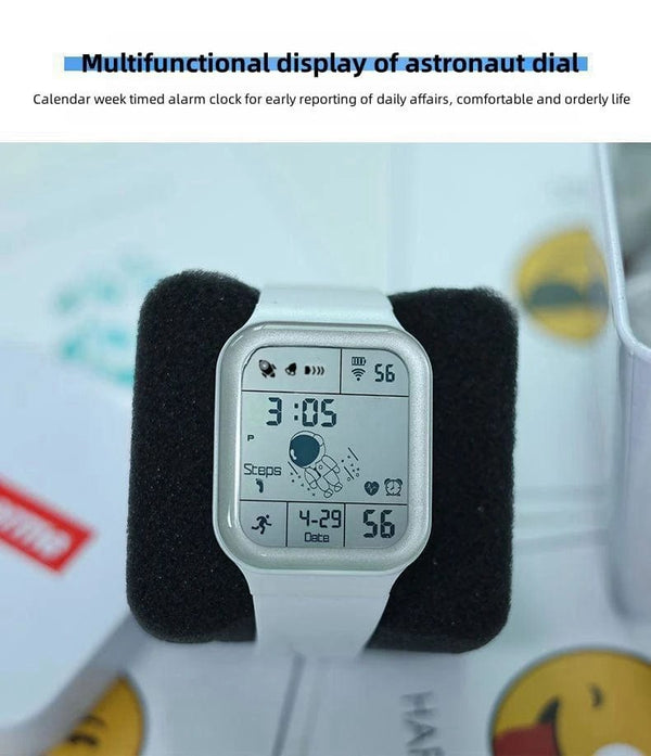 Planet Gates TKR White Astronaut Square Watch Male and Female Students Cool Black Technology Intelligent Running Children's Electronic Watch