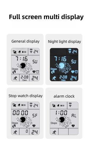 Planet Gates TKR White Astronaut Square Watch Male and Female Students Cool Black Technology Intelligent Running Children's Electronic Watch