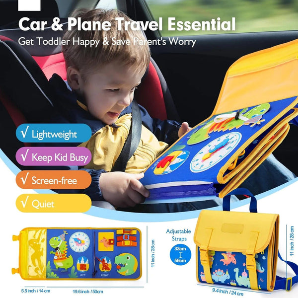 Planet Gates Toddler Busy Board Montessori Toys Learning Educational Activities Travel Toy Dinosaur Dress up  Sensory Life Skill Backpack