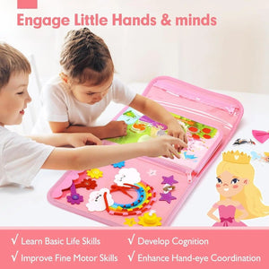 Planet Gates Toddler Busy Board Montessori Toys Learning Educational Activities Travel Toy Dinosaur Dress up  Sensory Life Skill Backpack