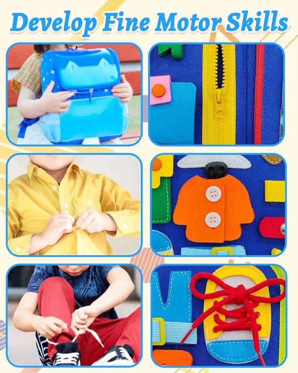 Planet Gates Toddler Busy Board Montessori Toys Learning Educational Activities Travel Toy Dinosaur Dress up  Sensory Life Skill Backpack