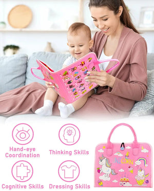 Planet Gates Toddler Busy Board Montessori Toys Learning Educational Activities Travel Toy Dinosaur Dress up  Sensory Life Skill Backpack