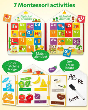 Planet Gates Toddler Busy Board Montessori Toys Learning Educational Activities Travel Toy Dinosaur Dress up  Sensory Life Skill Backpack