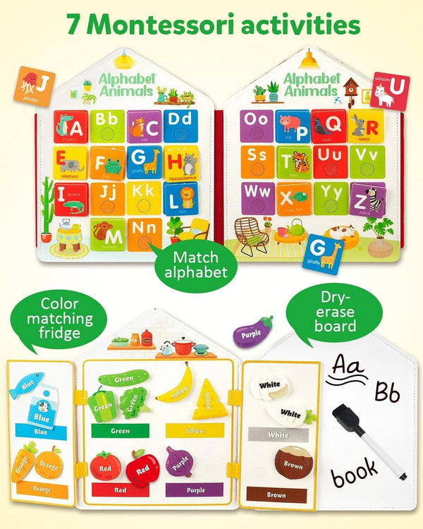 Planet Gates Toddler Busy Board Montessori Toys Learning Educational Activities Travel Toy Dinosaur Dress up  Sensory Life Skill Backpack