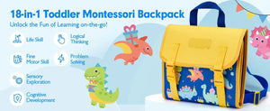 Planet Gates Toddler Busy Board Montessori Toys Learning Educational Activities Travel Toy Dinosaur Dress up  Sensory Life Skill Backpack