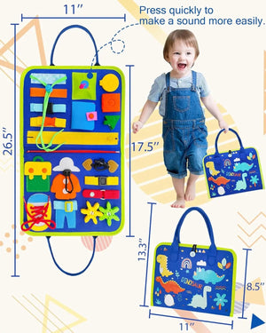 Planet Gates Toddler Busy Board Montessori Toys Learning Educational Activities Travel Toy Dinosaur Dress up  Sensory Life Skill Backpack
