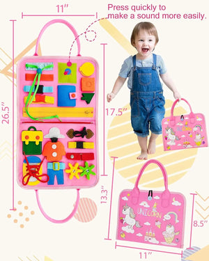 Planet Gates Toddler Busy Board Montessori Toys Learning Educational Activities Travel Toy Dinosaur Dress up  Sensory Life Skill Backpack