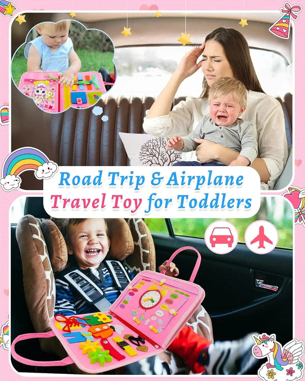 Planet Gates Toddler Busy Board Montessori Toys Learning Educational Activities Travel Toy Dinosaur Dress up  Sensory Life Skill Backpack