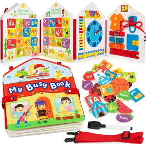 Planet Gates Toddler Busy Board Montessori Toys Learning Educational Activities Travel Toy Dinosaur Dress up  Sensory Life Skill Backpack