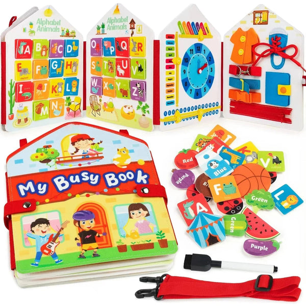 Planet Gates Toddler Busy Board Montessori Toys Learning Educational Activities Travel Toy Dinosaur Dress up  Sensory Life Skill Backpack