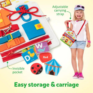 Planet Gates Toddler Busy Board Montessori Toys Learning Educational Activities Travel Toy Dinosaur Dress up  Sensory Life Skill Backpack