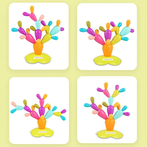 Planet Gates Toddler DIY Balancing Cactus Sorting Building Set Rainbow Stacking Tower Cognition Montessori Educational Toy for 18 Months Baby