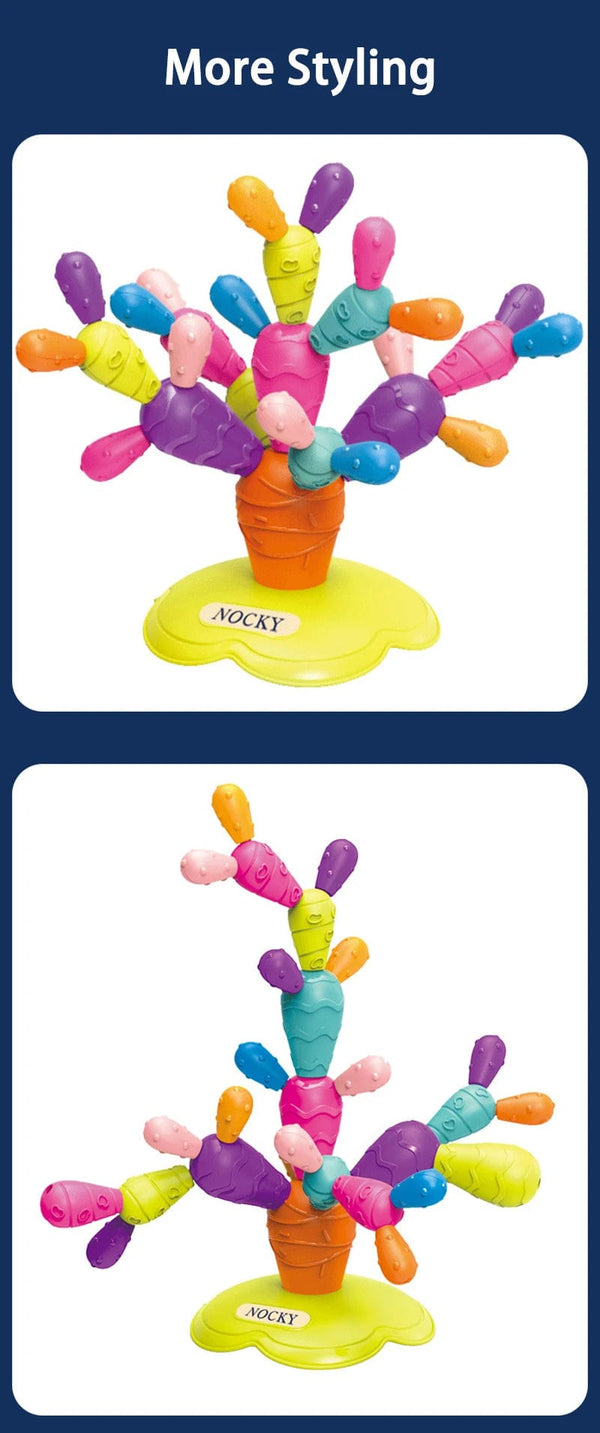 Planet Gates Toddler DIY Balancing Cactus Sorting Building Set Rainbow Stacking Tower Cognition Montessori Educational Toy for 18 Months Baby