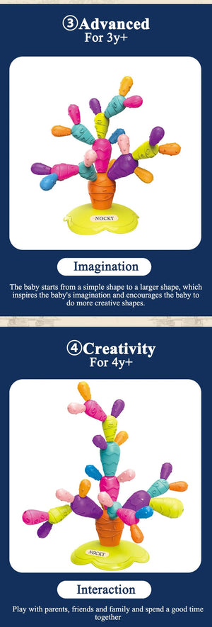 Planet Gates Toddler DIY Balancing Cactus Sorting Building Set Rainbow Stacking Tower Cognition Montessori Educational Toy for 18 Months Baby