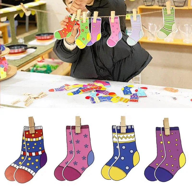 Planet Gates Toddler Montessori Material DIY Toys Socks Colors Sorting Matching Games Early Educational Learning Toys Preschool Teaching Aids