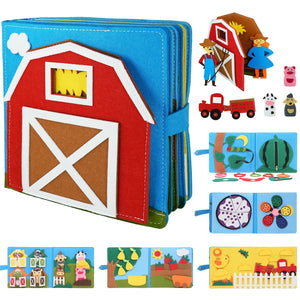 Planet Gates Toddlers Montessori Toys Busy Board Farm Animal Scene Storytelling Activity Toy Quiet Book Felt Activity Educational Sensory Toy