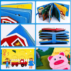 Planet Gates Toddlers Montessori Toys Busy Board Farm Animal Scene Storytelling Activity Toy Quiet Book Felt Activity Educational Sensory Toy