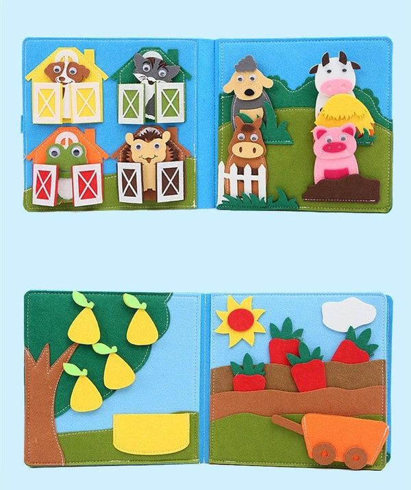 Planet Gates Toddlers Montessori Toys Busy Board Farm Animal Scene Storytelling Activity Toy Quiet Book Felt Activity Educational Sensory Toy