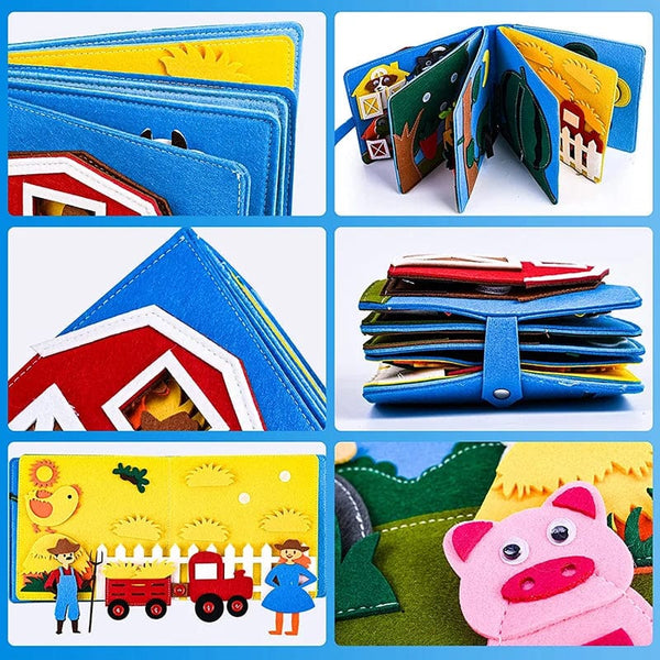 Planet Gates Toddlers Montessori Toys Busy Board Farm Animal Scene Storytelling Activity Toy Quiet Book Felt Activity Educational Sensory Toy