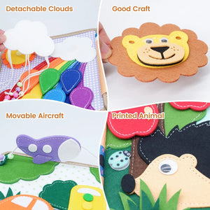 Planet Gates Toddlers Montessori Toys Busy Board Farm Animal Scene Storytelling Activity Toy Quiet Book Felt Activity Educational Sensory Toy