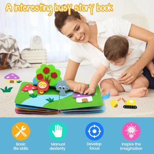Planet Gates Toddlers Montessori Toys Busy Board Farm Animal Scene Storytelling Activity Toy Quiet Book Felt Activity Educational Sensory Toy