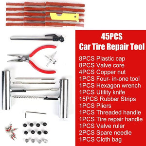 Planet Gates Tool Kit Tyre Repair Kit 45PCS Motorcycle Car Accessories Studding Tool Set Puncture Pug Set Car Tire Repair Tool  Auto Bike Tire Repair