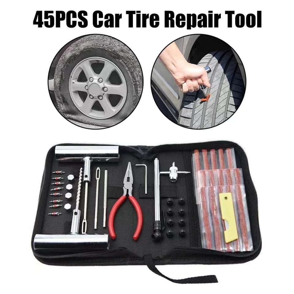 Planet Gates Tool Kit Tyre Repair Kit 45PCS Motorcycle Car Accessories Studding Tool Set Puncture Pug Set Car Tire Repair Tool  Auto Bike Tire Repair