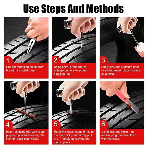 Planet Gates Tool Kit Tyre Repair Kit 45PCS Motorcycle Car Accessories Studding Tool Set Puncture Pug Set Car Tire Repair Tool  Auto Bike Tire Repair