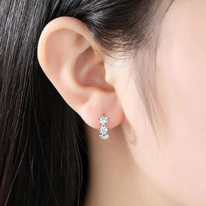 Planet Gates Top Sale 925 Sterling Silver Needle Earrings for Women's Wedding Fashion High Quality Jewelry Crystal Zircon Flower Cute Stud