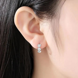 Planet Gates Top Sale 925 Sterling Silver Needle Earrings for Women's Wedding Fashion High Quality Jewelry Crystal Zircon Flower Cute Stud