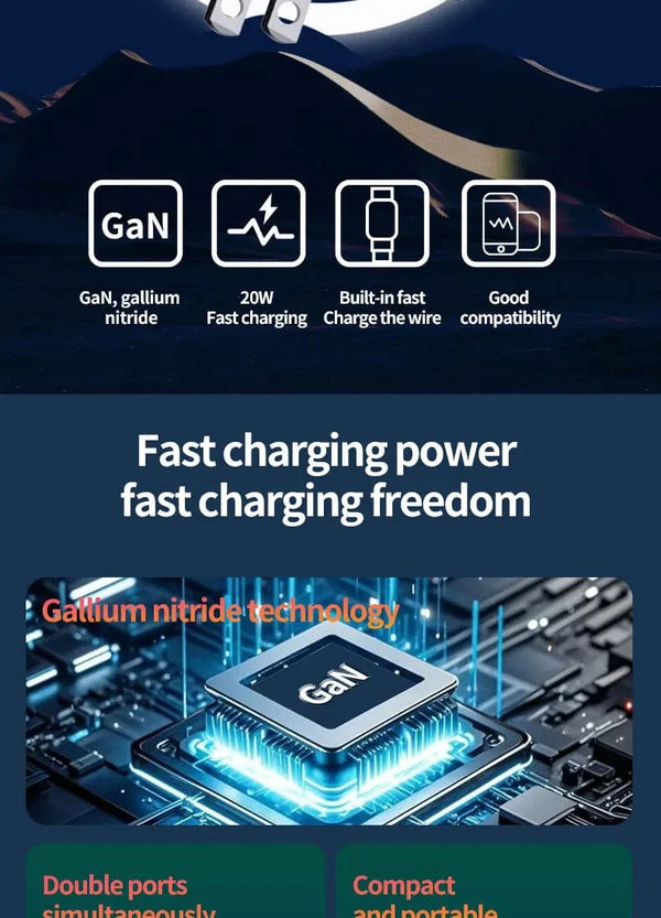 Planet Gates Total 20W USB C Charger GaN Fast Charging Wall Charger For iPhone Samsung Xiaomi Quick Charge EU/US Plug Phone Charger Adapter