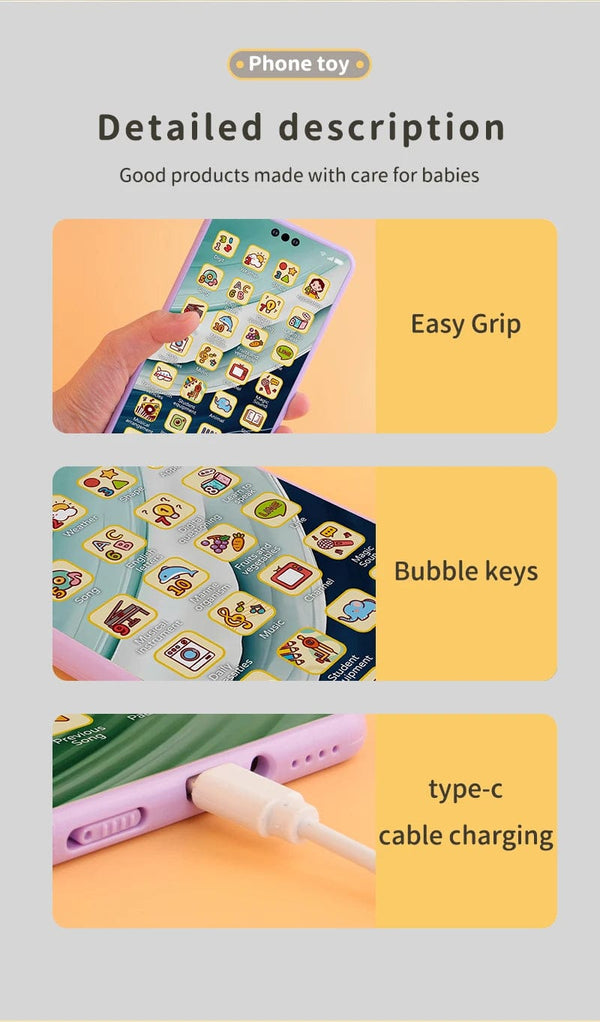 Planet Gates Toy Cell Phone Educational Toys Cellphone Baby Kid Educational Toy Phone Mobile Phone Model Toy for Children Birthday Xmas Gift