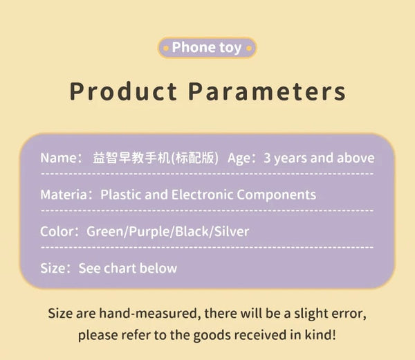 Planet Gates Toy Cell Phone Educational Toys Cellphone Baby Kid Educational Toy Phone Mobile Phone Model Toy for Children Birthday Xmas Gift