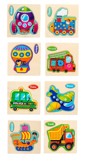 Planet Gates Train Baby Wooden Toys Intelligence 3D Puzzle Cartoon Jigsaw Puzzle Kids Early Learning Educational Toys for Children Montessori Games