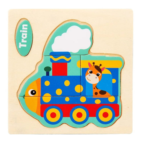 Planet Gates Train Baby Wooden Toys Intelligence 3D Puzzle Cartoon Jigsaw Puzzle Kids Early Learning Educational Toys for Children Montessori Games