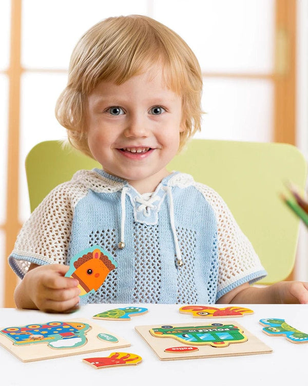 Planet Gates Train Baby Wooden Toys Intelligence 3D Puzzle Cartoon Jigsaw Puzzle Kids Early Learning Educational Toys for Children Montessori Games