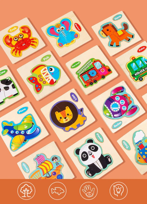 Planet Gates Train Baby Wooden Toys Intelligence 3D Puzzle Cartoon Jigsaw Puzzle Kids Early Learning Educational Toys for Children Montessori Games