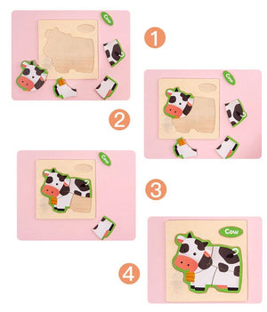 Planet Gates Train Baby Wooden Toys Intelligence 3D Puzzle Cartoon Jigsaw Puzzle Kids Early Learning Educational Toys for Children Montessori Games