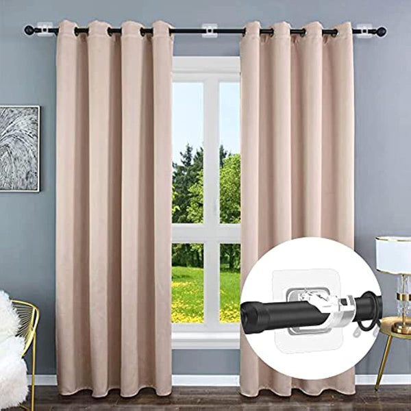 Planet Gates Tramsparent 8pcs No Drill Curtain Rod Brackets No Drilling Self Adhesive Curtain Rod Holder Hooks Nail Free Adjustable Curtain Rod Golders Curtain Hangers For Bathroom Kitchen Home Bathroom And Hotel (Transparent)