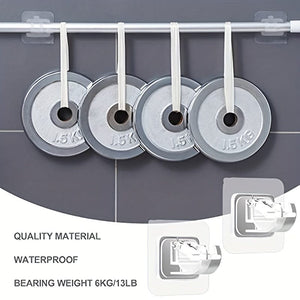 Planet Gates Tramsparent 8pcs No Drill Curtain Rod Brackets No Drilling Self Adhesive Curtain Rod Holder Hooks Nail Free Adjustable Curtain Rod Golders Curtain Hangers For Bathroom Kitchen Home Bathroom And Hotel (Transparent)