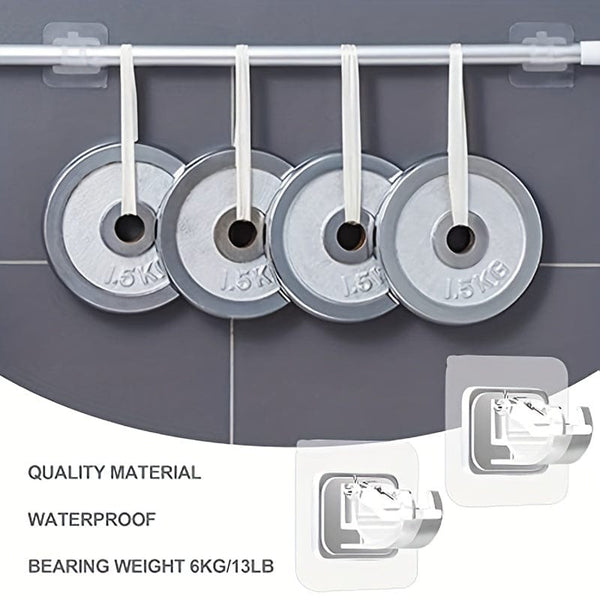 Planet Gates Tramsparent 8pcs No Drill Curtain Rod Brackets No Drilling Self Adhesive Curtain Rod Holder Hooks Nail Free Adjustable Curtain Rod Golders Curtain Hangers For Bathroom Kitchen Home Bathroom And Hotel (Transparent)