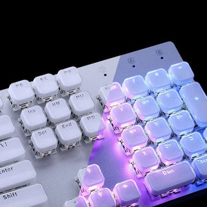 Planet Gates Translucent Keycaps 104 Keys Layout Low Profile White Keycaps DIY  Black Backlit Crystal Edge for Mechanical Keyboard